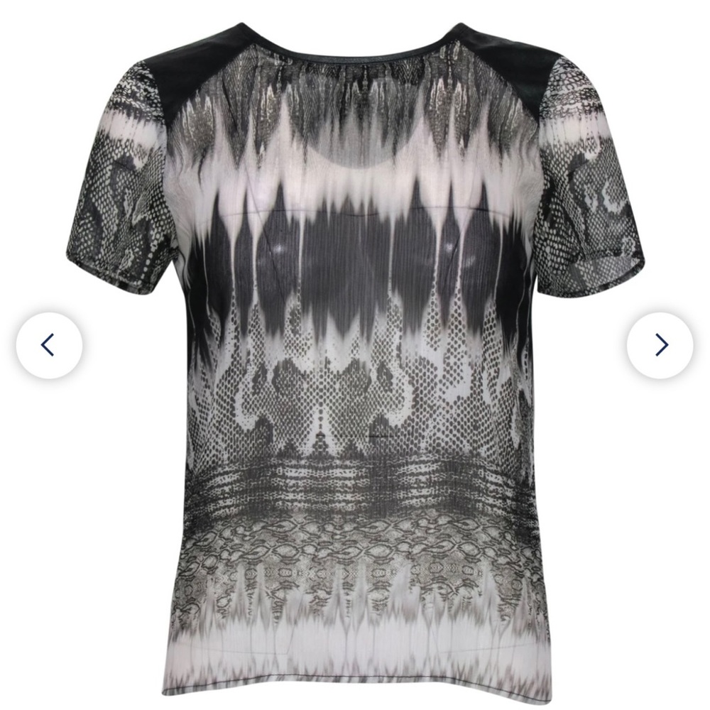 GENERATION LOVE‎ NY Sheer Top Snake Print Faux Leather Made USA Fitted  S - Picture 5 of 17